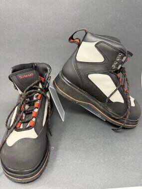 Simms Rock Creek Black & Gray Felt Bottom Wading Boots Mens 6 33293-00